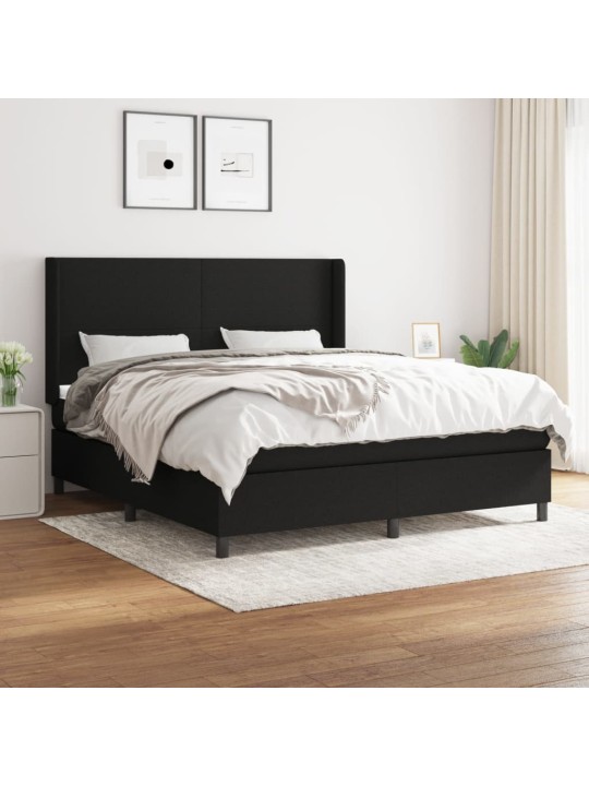 Box spring postel s matrací černá 160x200 cm textil