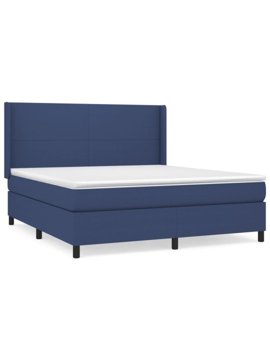 Box spring postel s matrací modrá 160x200 cm textil