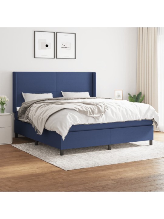 Box spring postel s matrací modrá 160x200 cm textil