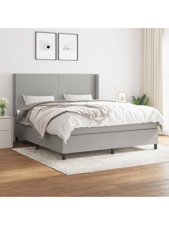 Box spring postel s matrací světle šedá 180 x 200 cm textil