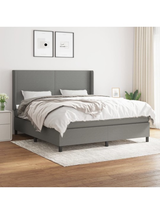Box spring postel s matrací tmavě šedá 180x200 cm textil