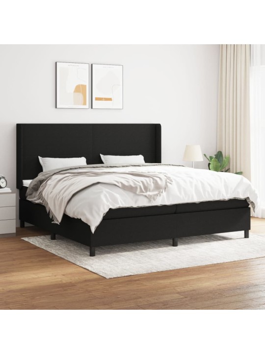 Box spring postel s matrací černá 200x200 cm textil