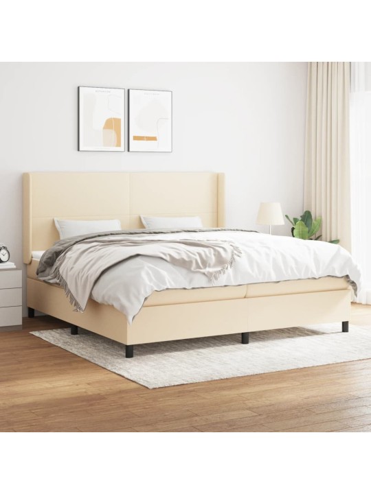 Box spring postel s matrací krémová 200x200 cm textil