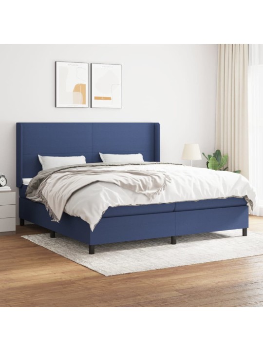 Box spring postel s matrací modrá 200x200 cm textil