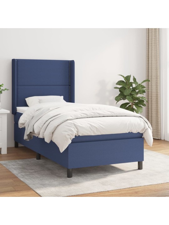 Box spring postel s matrací modrá 90x190 cm textil