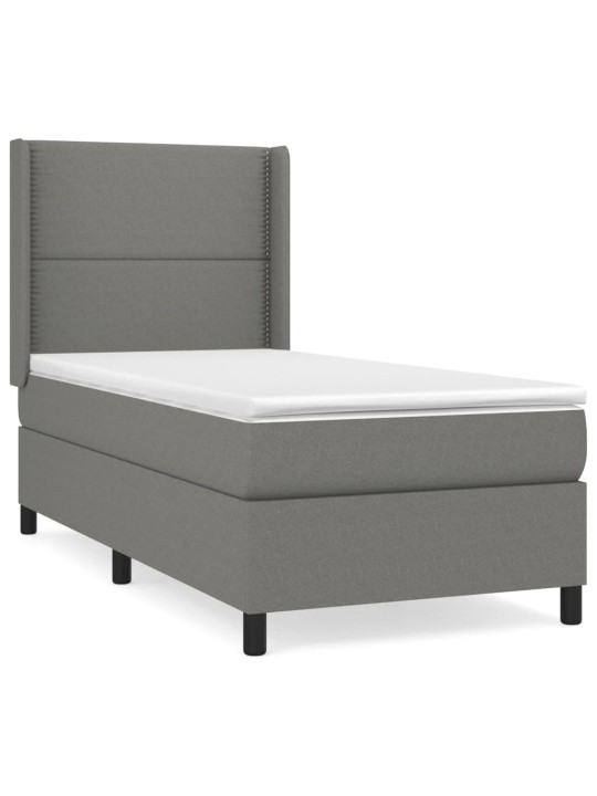 Box spring postel s matrací tmavě šedá 90x200 cm textil