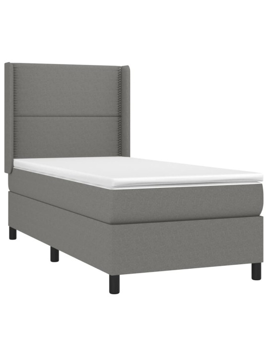 Box spring postel s matrací tmavě šedá 90x200 cm textil