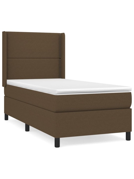 Box spring postel s matrací tmavě hnědá 90x200 cm textil