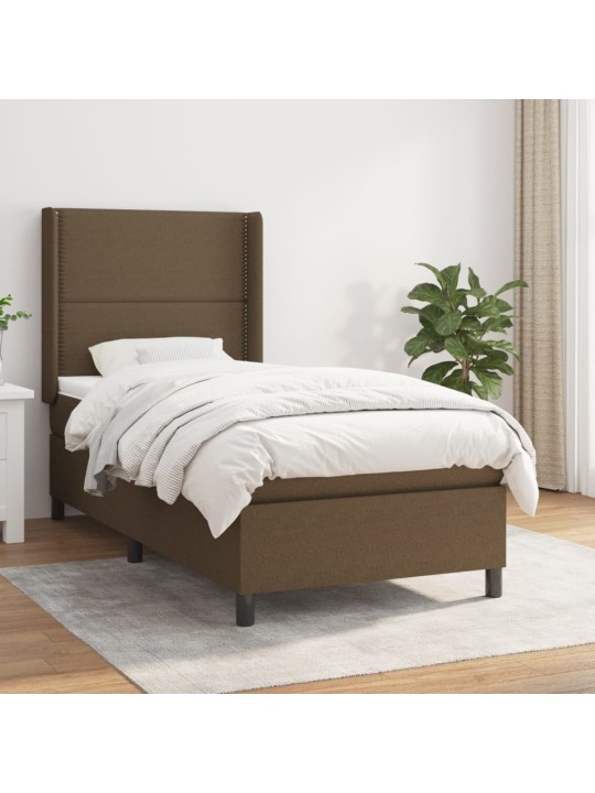 Box spring postel s matrací tmavě hnědá 90x200 cm textil
