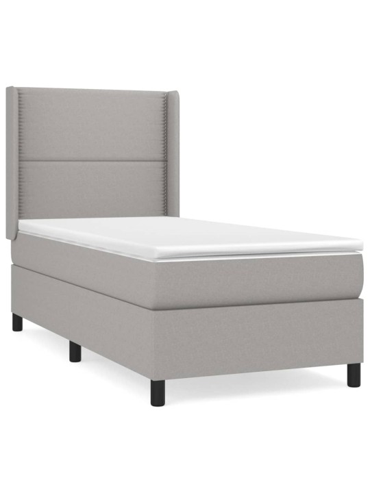 Box spring postel s matrací světle šedý 100 x 200 cm textil