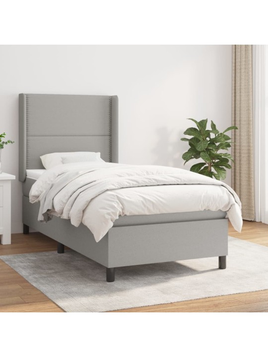 Box spring postel s matrací světle šedý 100 x 200 cm textil