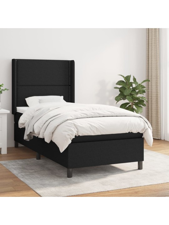 Box spring postel s matrací černá 100 x 200 cm textil