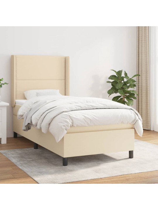 Box spring postel s matrací krémová 100 x 200 cm textil