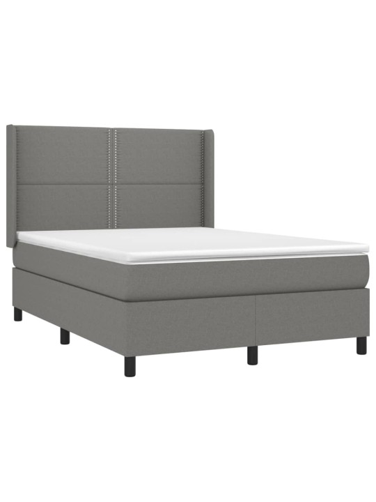 Box spring postel s matrací tmavě šedý 140 x 190 cm textil