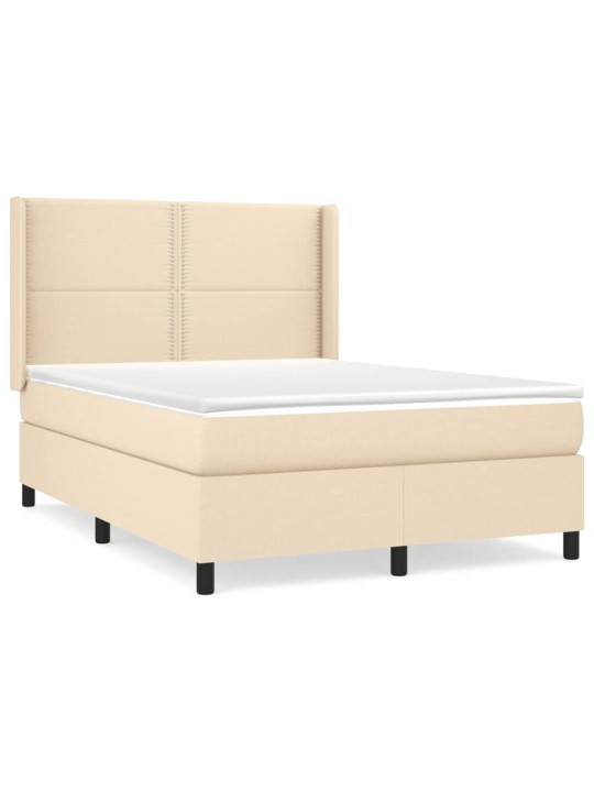 Box spring postel s matrací krémová 140x190 cm textil