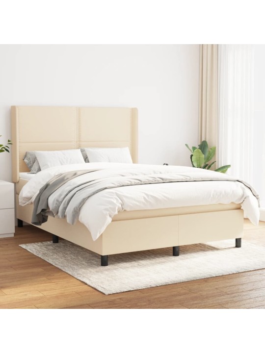 Box spring postel s matrací krémová 140x190 cm textil