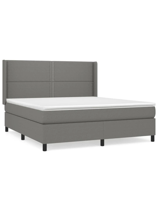 Box spring postel s matrací tmavě šedá 160x200 cm textil