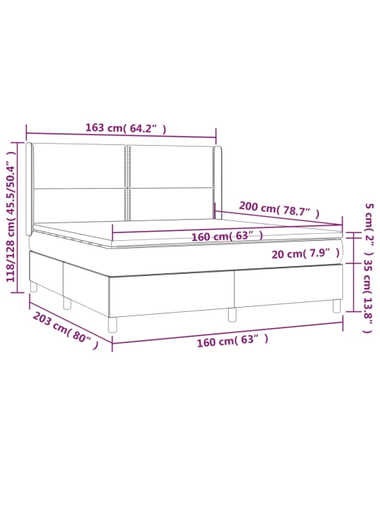 Box spring postel s matrací tmavě šedá 160x200 cm textil