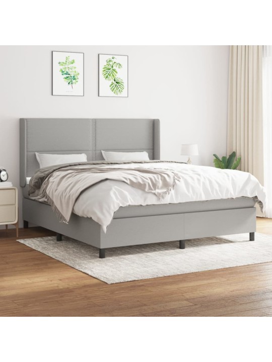 Box spring postel s matrací světle šedá 180 x 200 cm textil