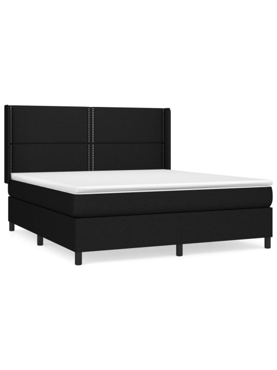 Box spring postel s matrací černá 180x200 cm textil
