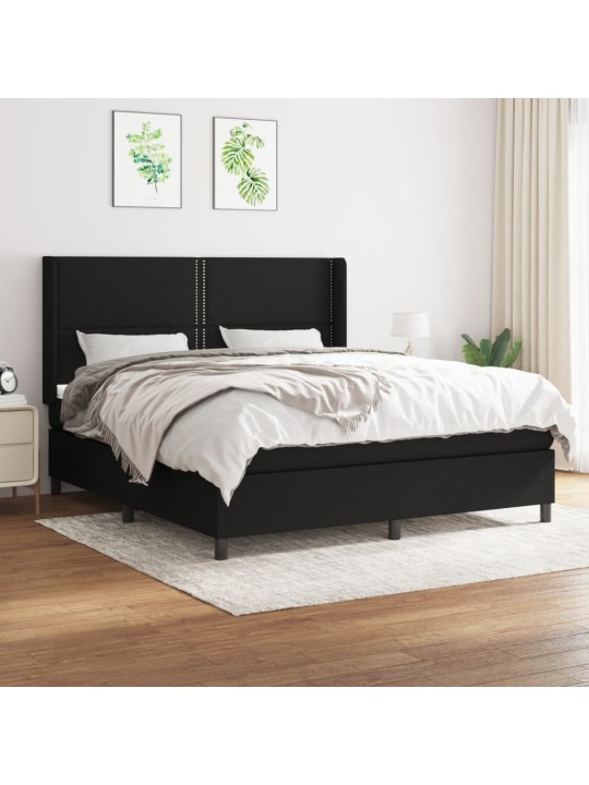 Box spring postel s matrací černá 180x200 cm textil
