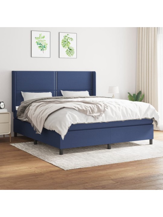 Box spring postel s matrací modrá 180x200 cm textil