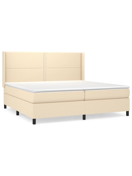 Box spring postel s matrací krémová 200x200 cm textil