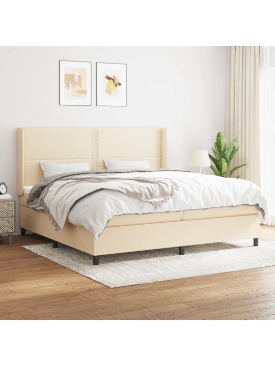 Box spring postel s matrací krémová 200x200 cm textil