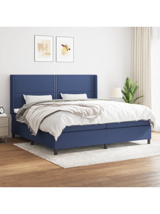 Box spring postel s matrací modrá 200x200 cm textil