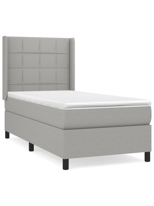 Box spring postel s matrací světle šedá 80 x 200 cm textil