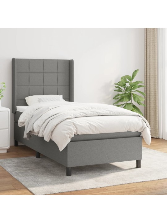 Box spring postel s matrací tmavě šedá 80 x 200 cm textil