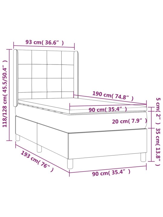 Box spring postel s matrací taupe 90x190 cm textil