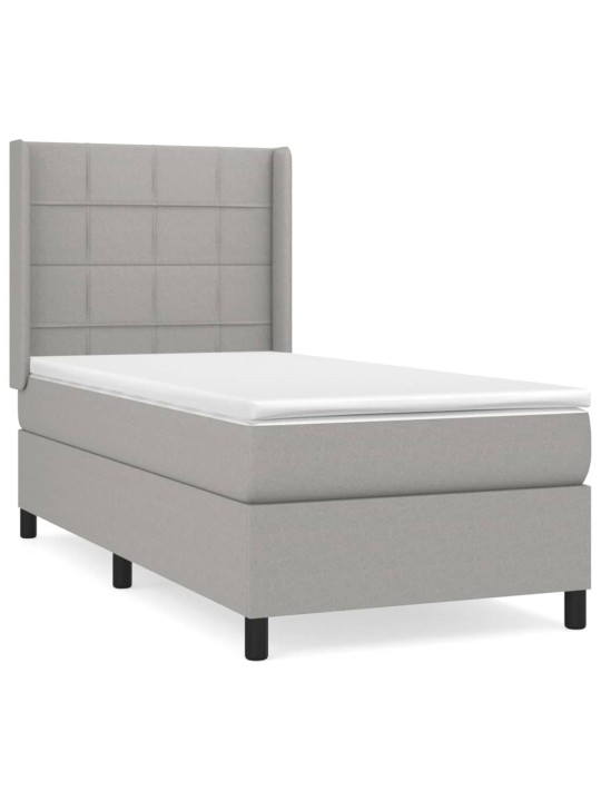 Box spring postel s matrací světle šedá 90x200 cm textil