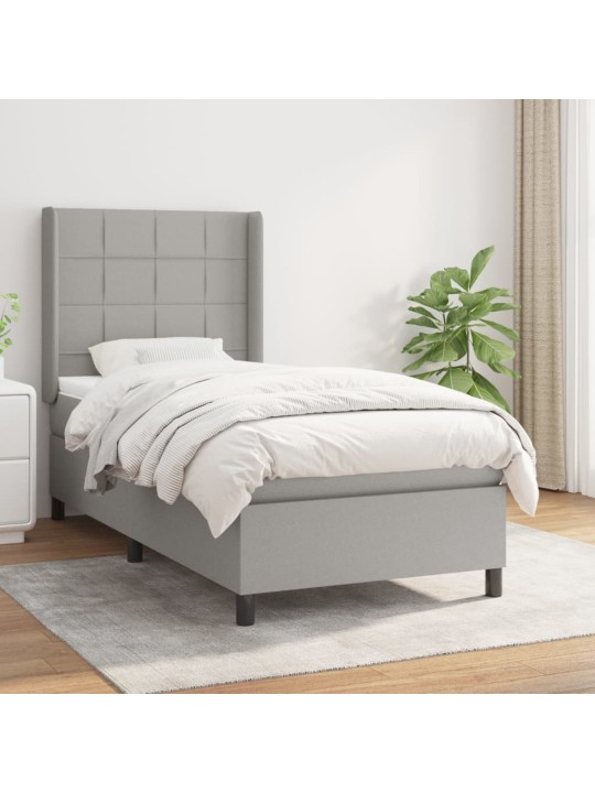 Box spring postel s matrací světle šedá 90x200 cm textil