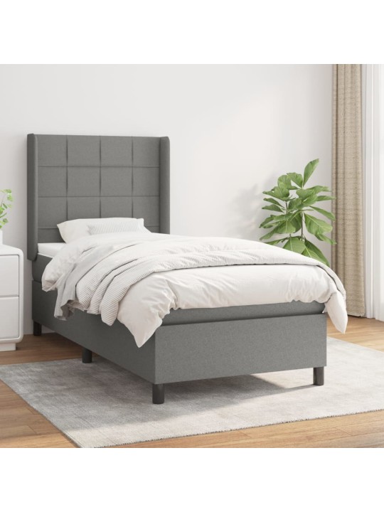 Box spring postel s matrací tmavě šedá 90x200 cm textil