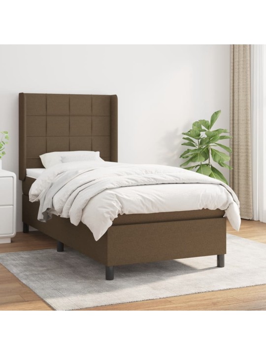 Box spring postel s matrací tmavě hnědá 90x200 cm textil