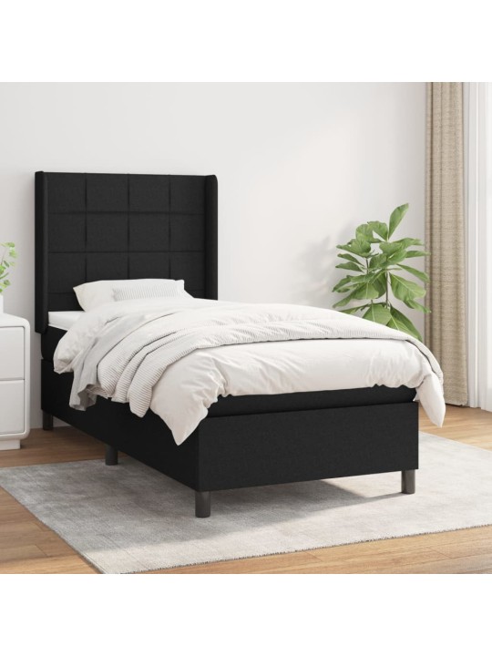 Box spring postel s matrací černá 100 x 200 cm textil