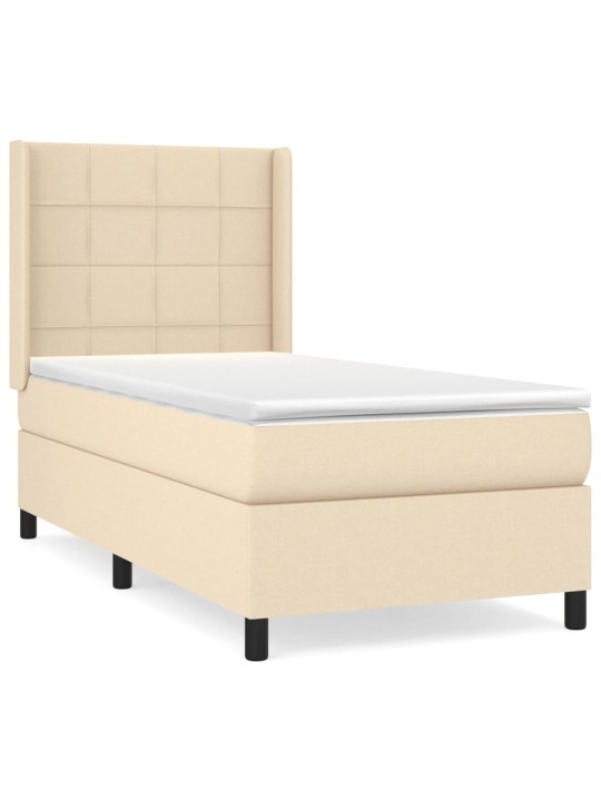 Box spring postel s matrací krémová 100 x 200 cm textil
