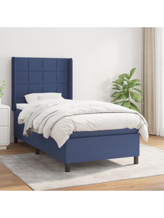 Box spring postel s matrací modrá 100 x 200 cm textil