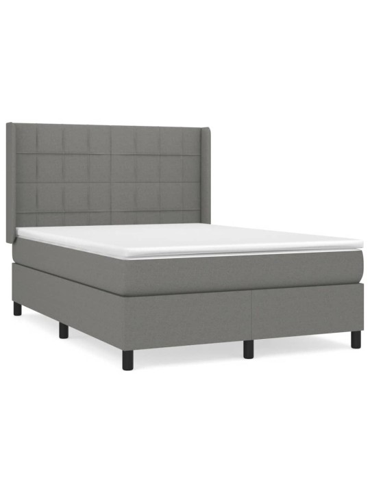 Box spring postel s matrací tmavě šedý 140 x 190 cm textil