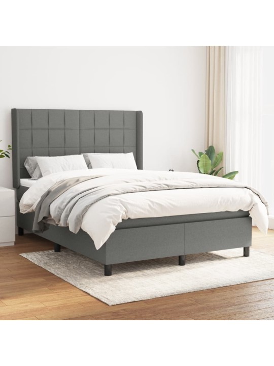 Box spring postel s matrací tmavě šedý 140 x 190 cm textil