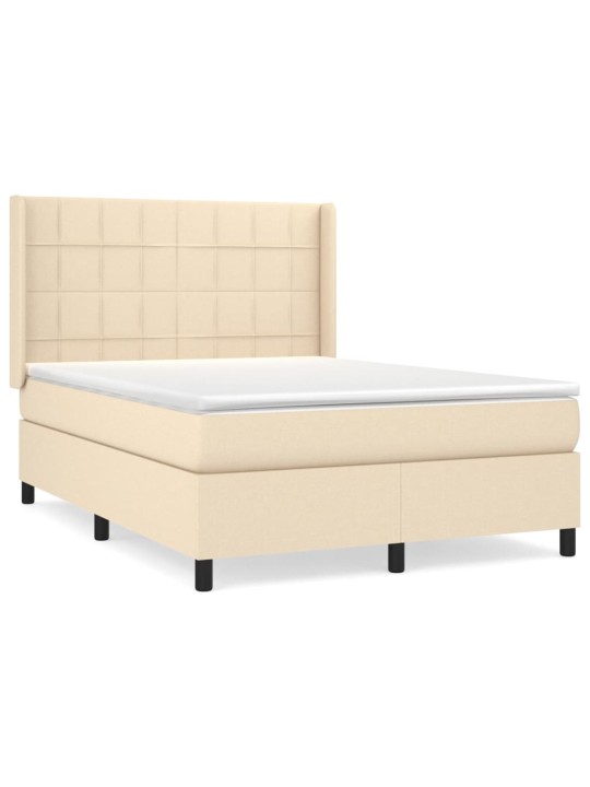 Box spring postel s matrací krémová 140x190 cm textil