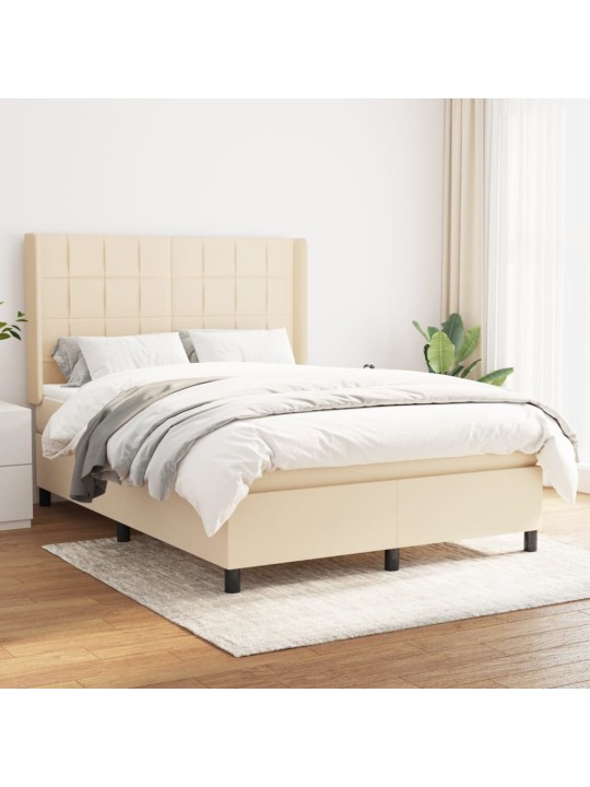 Box spring postel s matrací krémová 140x190 cm textil