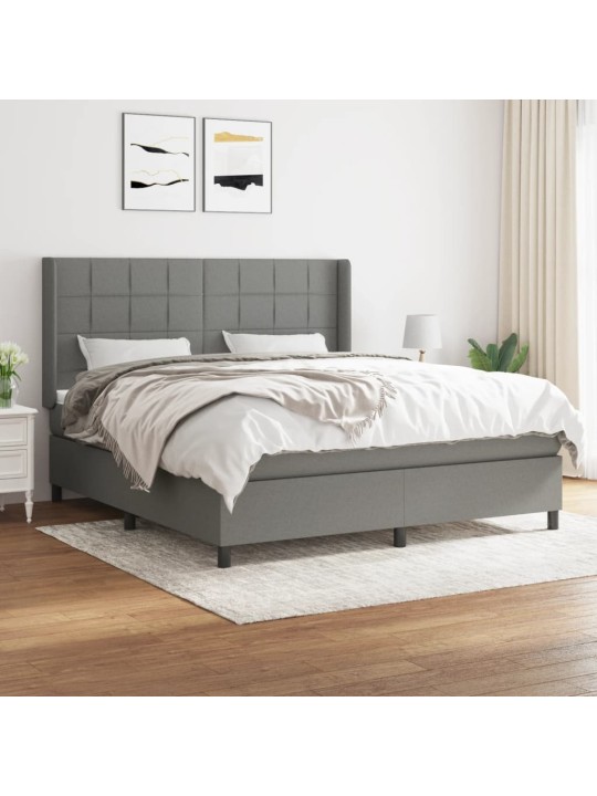 Box spring postel s matrací tmavě šedá 160x200 cm textil