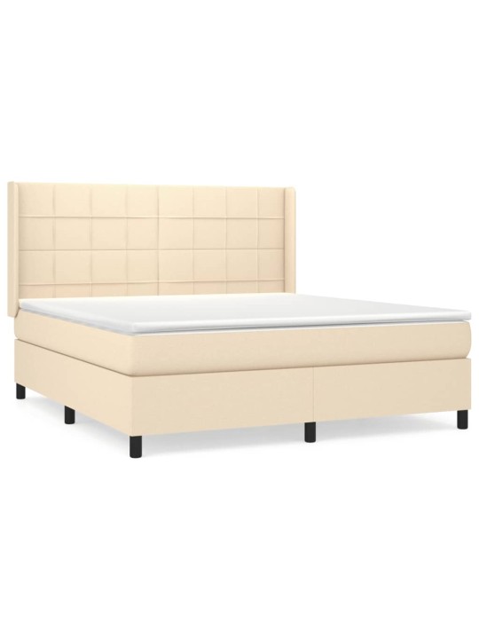 Box spring postel s matrací krémová 160x200 cm textil