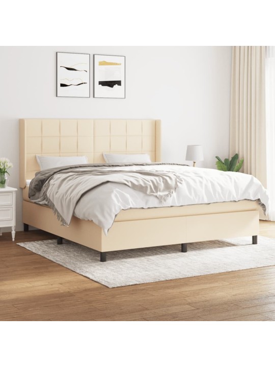 Box spring postel s matrací krémová 160x200 cm textil