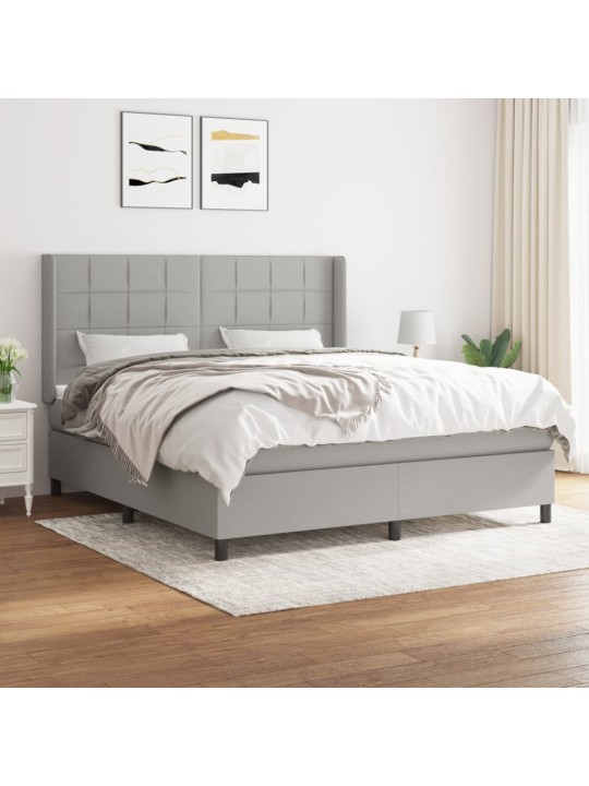 Box spring postel s matrací světle šedá 180 x 200 cm textil