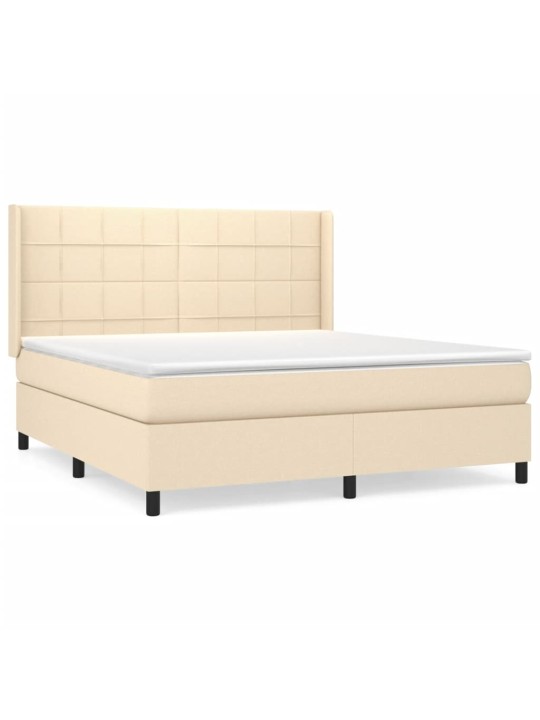 Box spring postel s matrací krémová 180x200 cm textil