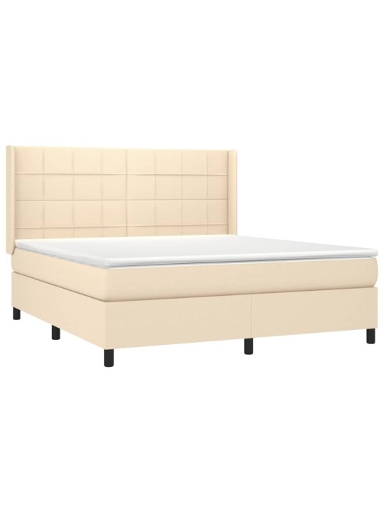 Box spring postel s matrací krémová 180x200 cm textil