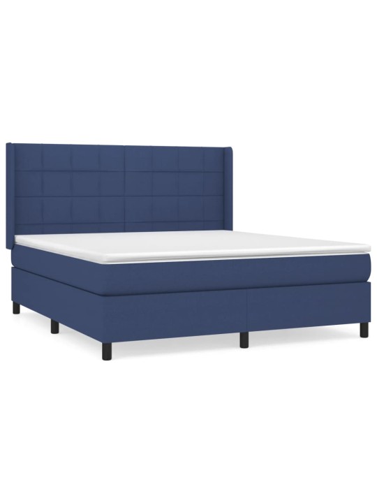 Box spring postel s matrací modrá 180x200 cm textil